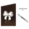 Studörhängen 925 Sterling Silver Bowknot Heart for Women Trend 2023 Love Metal Korean Fashion Earring Piercing Smycken