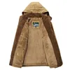 Hunting Jackets Winter Thickened Men's Cotton Padded Jacket Medium Long Plus Large Size Plush Outdoors Climbing Camping Hiking Coat