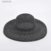 Chapeaux à bord large chapeau seau d'été pp noir et blanc paille chapeau de soleil