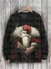 Męskie bluzy świąteczne Święty Mikołaj jadący na motocyklowym druku na dzianinu sweter dla kobiet