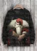 Men's Hoodies Christmas Santa Claus Riding A Motorcycle Print Knit Pullover Sweater For Women's