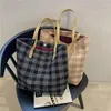 Evening Bags Plaid Tote Shoulder For Women England Big Capacity Environment Friendly 2023 Autumn Winter All-Match Canvas Handbags