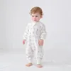 Babykläder som sover romper bomullspyjamas bambu fiber dragkedja avtagbar långärmad barn pojke flickor natt 2 231220