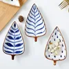 Plates Creative Japanese Leaf Form Ceramic Multi-Grid Torked Fruit Dish Sushi Snack Plate Sauce Set Home Deco Dessert