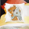 45x45cm 26 English Alphabet A Z Print Cushion Cover Home Cartoon Bear Sofa Children Room Decor Cute Animal Pillowcase 231221