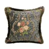 Deluxe Vintage Franse Roos Donkergroen Traditioneel Bloemen Chenille Decoratief Huis Kussenhoes Stijl Sierkussen Case 45x45 cm 21902221