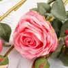 Dekorative Blumen, 58 cm, künstlicher Rosenzweig, rote Rosen, realistische Fälschung für Hochzeit, Heimdekoration