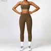 Ensembles actifs 2 pièces tenues d'entraînement ensembles femmes Yoga ensemble vêtements de sport survêtement de gymnastique vêtements Leggings et soutien-gorge de sport extensible Fitness vêtements de sport L231221