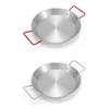 Plates R2JC Pizza Pan Stainless Steel Tray With Handle Cake Dish Kitchen