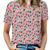 Mulheres camisetas Flores planas Mulheres T-shirt Crewneck Casual Manga Curta Tops Verão Tees Rosa Padrão Vector Pétalas Folhas Natureza Girly