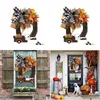 Couronnes de fleurs décoratives Couronne de camion de citrouille Automne pour porte d'entrée Ferme Signe frais Décoration d'automne Halloween Plaque de porte volée D Dhgmu