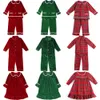 Christmas Pajamas Kids Boys And Girls Ruffle Soft Cotton Red Pyjamas Xmas Button Up Sleep Suit Frill Long Sleeve Sleepwear 231220