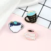 2-4pcs/set Coffee Lover Enamel Pins Cute Metal Beans Cup Brooches Women Men Coat Lapel Pin Badges Jewelry Gift Friend Wholesale