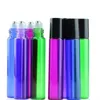 Les plus récentes bouteilles de rouleaux en verre colorées de 10 ml sur le marché !!! Bleu rouge violet vert rouge 10 ml en acier inoxydable bouteilles de parfum gratuits d woqb