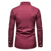 Men's Casual Shirts 2023 Solid Color Shirt Hollowed Out Embroidered Asymmetrical Long Sleeved European Size Denim