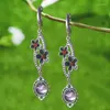 Boucles d'oreilles pendantes délicates en pierre de lune naturelle, breloques florales pour femmes, pendentif fleur ethnique bohème