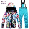 Dik Warm Skipak Dames Waterdicht Winddicht Skiën en Snowboarden Jas Broek Set Vrouwelijke Sneeuwkostuums Outdoorkleding 231220