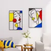 Mondrian Abstract Art Home Wall Decor Metal Couple Stickers Living Room Hanging Accessories Decorative Gift 231221