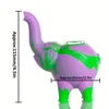 4,5 pouces de conception d'éléphant unique Silicone Bong Fumer Mini Brûleur d'huile Pipe de nourriture Grade Silicone Dab Rookaha avec un bol en verre ACCESSOIRES DE TABOS POUR TOBAC N2830