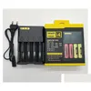 Laddare laddare i4 batteriladdare 4slot flugkompatibel för litium 26650 16340 14500 NITECORE D4 Drop Delivery Electronics Batterier DH9