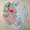 Camisas Casuais Masculinas F. Perry Primavera E Outono Cevada Bordado Puro Algodão Solto Business Stripe Camisa De Manga Comprida