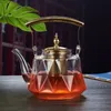 Glasbalkpanna Flower Tea Pot Health Pot Heat Resistant Glass TEAPOT With Siler Infuser tekanna för att koka vattenkokare Gaiwan 231221