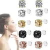 Stud Earrings Luxury Cubic Zirconia Magnet Clip Acupressure Lympha Magnetic Ear Non Piercing Lymphvity Magnetherapy For Women Men242t