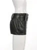 Skirt ALLNeon Sexy 90s Fashion Big Belted Trim PU Leather Micro Skirts Y2K Grunge Punk Low Waist Black Pencil Skirt Summer Clubwear