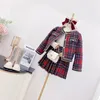 2023 Corea Spring Autumn Girls Girls 2pcs Stupida gonna a pedaggio Abito Border Collar Round Open Wit Coat Girl Outfit 231221 231221