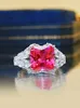 Cluster Rings Artificial Rose Red Sapphire Ring For Women 925 Silver Imported High Carbon Diamond Princess Fang From Europe And America