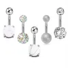 DS82 5st Sexy 316l Surgical Steel Bar Belly Rings Women Crystal Ball Girls Navel Piercing Barbell Earring Stone Body Jewel340G