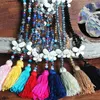 Pendant Necklaces Drop Bohemian Ethnic Boho Tassel Necklace Crystal Bead Nature Stone Butterfly Long Sweater For Women