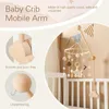 Baby Rattle Toy Wooden Bed Bell Bracket Mobile Hanging Bracket Toys Hanger Baby Crib Mobile Bed Bell Wood Toy Holder Arm Bracket 231221