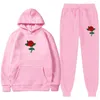 Survêtements pour hommes 2 pièces ensemble sweats à capuche pantalons de survêtement costume rose fleur imprimé survêtement hommes femmes sweat-shirt à capuche en polaire pantalon jogging pull