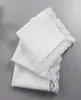 12PCS 23 25CM Cotton Ladies Handkerchief Pure White Handkerchief Small Square with Lace3779723