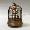 Nouveau collectionner décorer ancien cuivre manuel deux oiseau en cage Table mécanique Clock175K