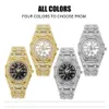 Full Diamond Water Ghost Gold voor Heren Persoonlijkheid Hiphop Vierkant Achthoekig Mode Zwart Kalender Horloge Trend