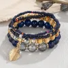 Bracelets de charme Moda Boho Multi-camada de madeira Crystal Bead for Women Ethnic Stylet Handmade Elasticblelet Feminino Acessórios para jóias