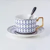 British Style Luxury Moroccan Coffee Cup Saucer Spoon Set Ceramic Mug Porcelain Simple Tea Cup Sets Kitchen Drinkware 231221