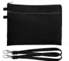 DHL200pcs Cosmetic Bags DIY Canvas Plain Large Capacity Long Pencil Bags With Wrist Beige Black