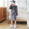 Winter Wolf Children's Bathrobe Clothing for Girls Kids Pajamas Unicorn Kigurumi Hooded Bath Robe Flannel Warm Bath Towels 231221