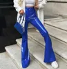 Women039s Pants Capris High Street Egirl Glossy Pu Flared for Women Aesthetic Waist Zipper Bandage Faux Leather Trousers9332346