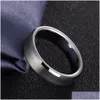 Wedding Rings Somen Ring Men Sier Color 6Mm Tungsten Brushed Classic Wedding Bands Male Engagement Rings Party Jewelry Drop Delivery Dhx3J