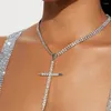 Collares colgantes Stonefans Fashion Rhinestone Cross Collar collar Mujeres Góticas Cadena de cristal Cadena Accesorios de joyería Link