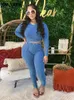 CM Yaya Knit Ribbed Women s Set Long Sleeve T Shirt and Legging Pants 2023 Fashion Fitness Yoga Two 2 Piece Outfit Tracksuit 231220