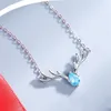 Pendants Cute Crystal Deer Pendant Necklace For Girls Anniversary Gift Fashion Sterling S925 Silver Clavicle Women Jewelry