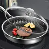 Pfannen 24 cm Pfanne mit Deckel 316 Edelstahl Braten antihaftbeschichtet unbeschichtete Wok doppelseitige Wabenpfanne