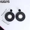 KUGUYS – boucles d'oreilles rondes Vintage pour femmes, bijoux à la mode, en acrylique, personnalisées, cadeau pour filles, 254p