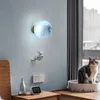 Modern Moon Astronaut Cartoon LED Wall Lamp Children's Room Aisle Light Bakgrund Creative Bedside Sconces Home Decor Lighting 231221