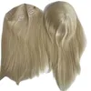 16 tum europeiskt jungfruligt mänskligt hårersättning Blond färg 613# TOUPEE 120% Densitet 7x9 PU Topper för svart kvinna